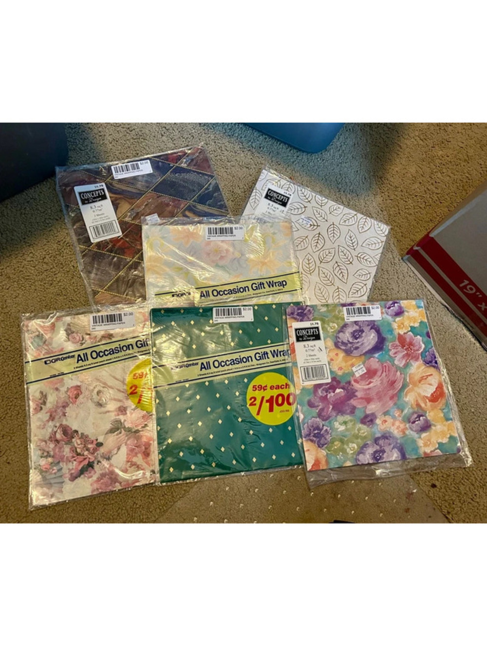 Lot of 6 vintage wrapping paper packs